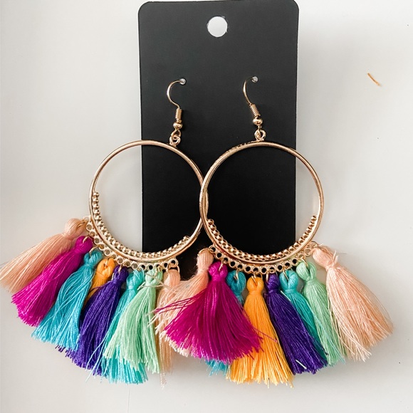 Jewelry - 3 for 15 // Boho tassel hoop earrings